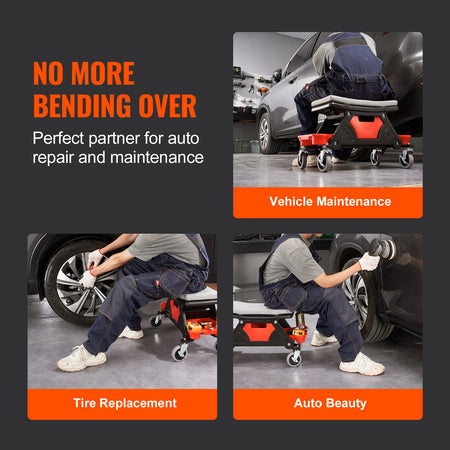 SucceBuy Rolling Mechanic Seat - Smooth Glide Wheels