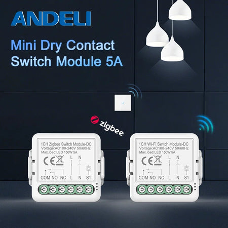 Smart Dry Contact WiFi &amp; Zigbee Switch Module - Alexa &amp; Google Home Compatible