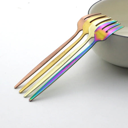 6Pcs Stainless Steel Matte Cake Fork Set &ndash; Elegant Gold Tableware