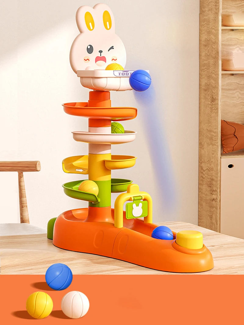 Montessori Toddler Stacking Tower &amp; Slide Ball Drop Educational Toy for Ages 1-3 XL09903