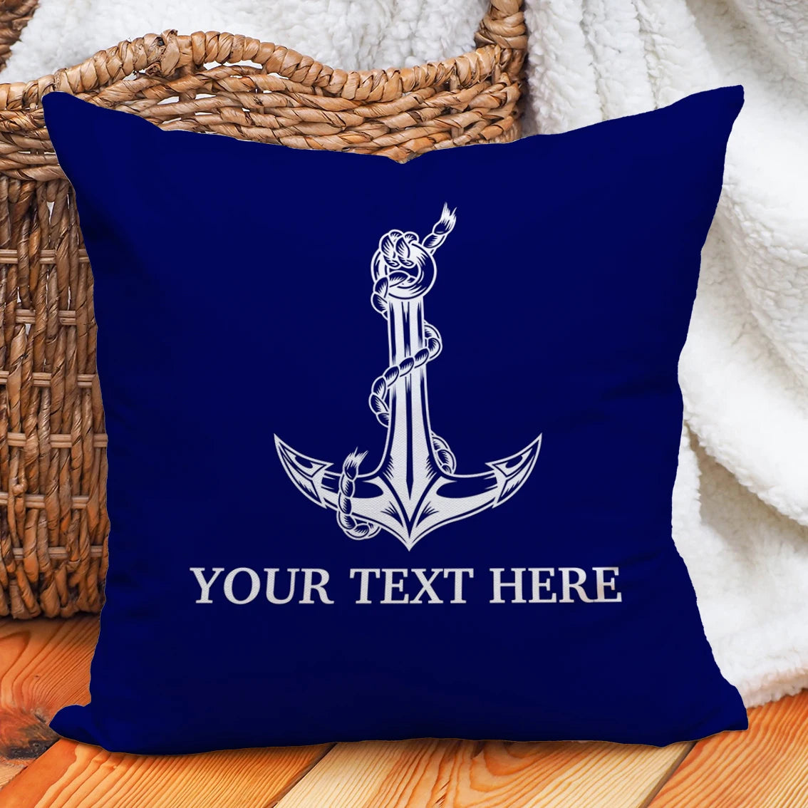 Personalised Nautical Anchor Pillow Covers for Home and Yacht Decor LK240728000083 / 35X35CM