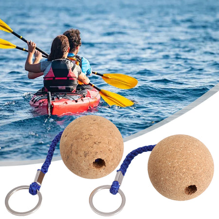 Floating Cork Ball Key Ring - 2 Pack for Safety &amp; Visibility in Water