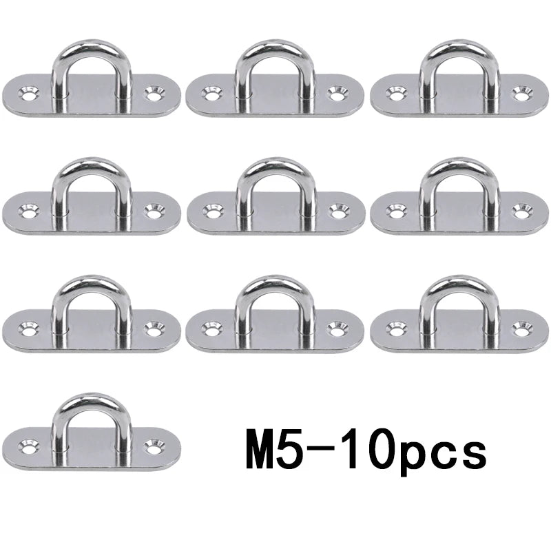 304-M6 M5 M8 Oval Eye Board Marine Deck Buckle Staple Boat Shade Sail Mounting Fastening Set - 304 Marine Grade Stainless Steel M5-10pcs