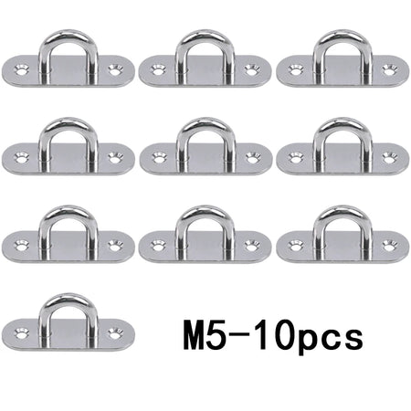 304-M6 M5 M8 Oval Eye Board Marine Deck Buckle Staple Boat Shade Sail Mounting Fastening Set - 304 Marine Grade Stainless Steel M5-10pcs