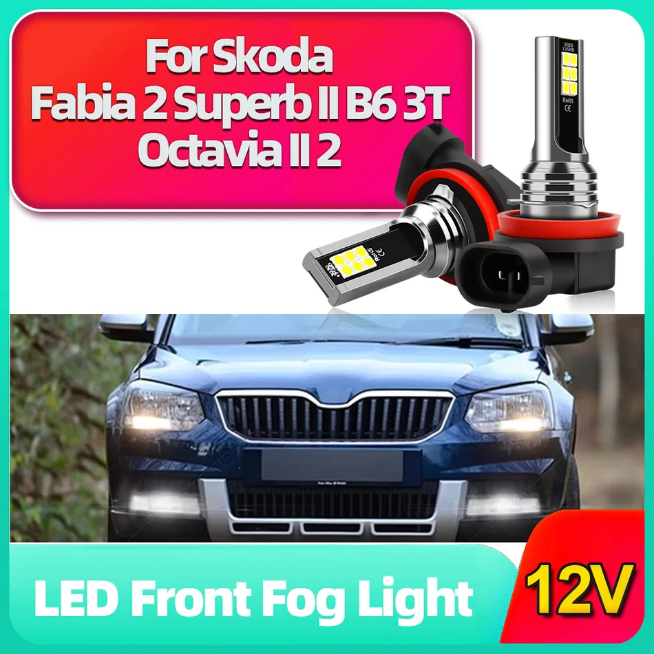 Škoda Fabia 2 Superb II Octavia II Faróis de Nevoeiro LED 6000K 3030SMD H8 H11 H16JP Lâmpadas Frontais