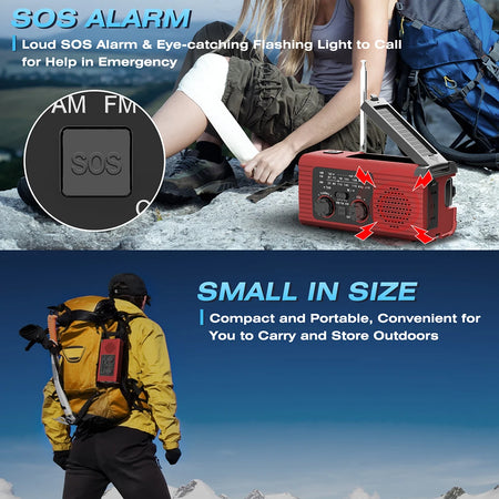 Solar Rechargeable Radio with LED Light - Emergency &amp; Outdoor Use