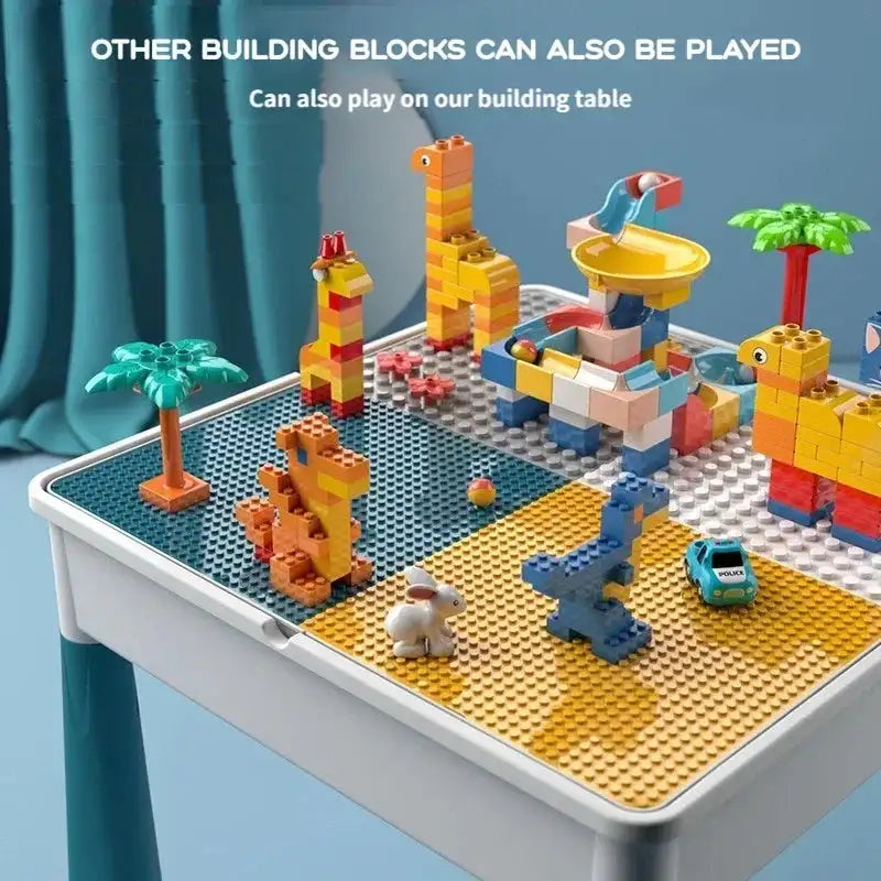 Lego Compatible Kids Building Block Table and Chair Set