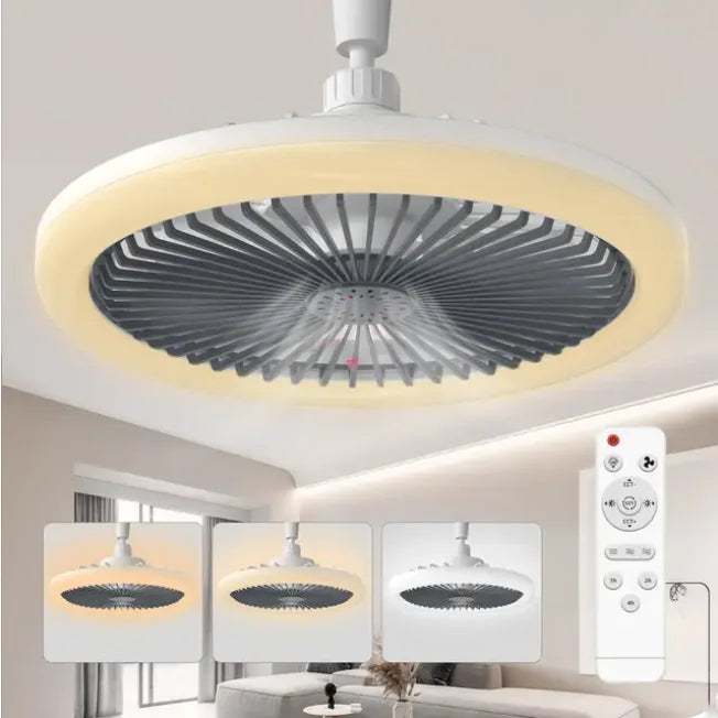Rotatable 3in1 Ceiling Fan Light E27 LED &ndash; Remote Controlled 85-265V / GRAY