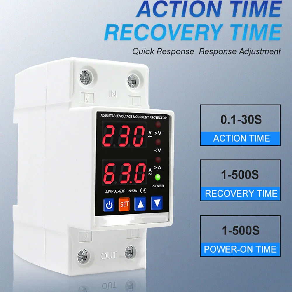 Dual Display Relay &ndash; Adjustable Surge Protection and Over Current Limit