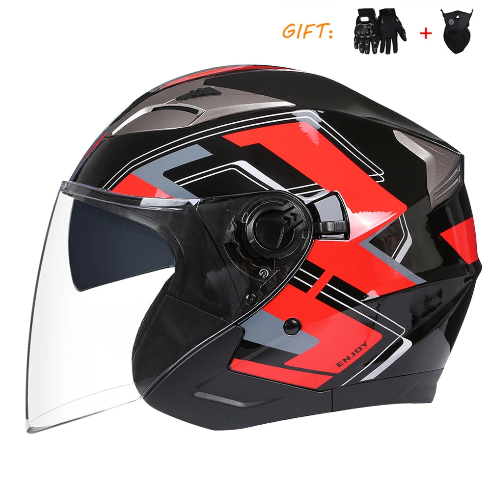 BLDC 3/4 Open Face Motorcycle Helmet with Dual Visor for Men and Women 4 / M