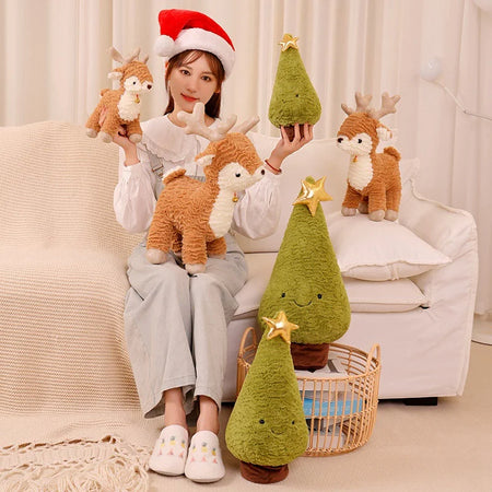 Kawaii Christmas Tree &amp; Elk Plush Dolls
