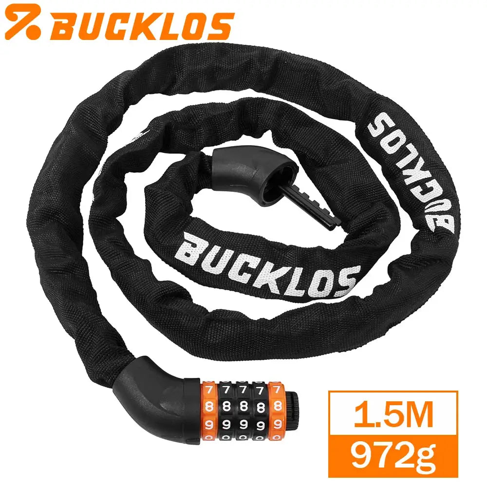 BUCKLOS Bicycle Chain Lock Zinc Alloy Bicycle Locks 0.65M 1M 1.2M 1.5M Universal Bike Password Locks for Scooter Electric E-Bike by InterCyprus Trading Ltd
