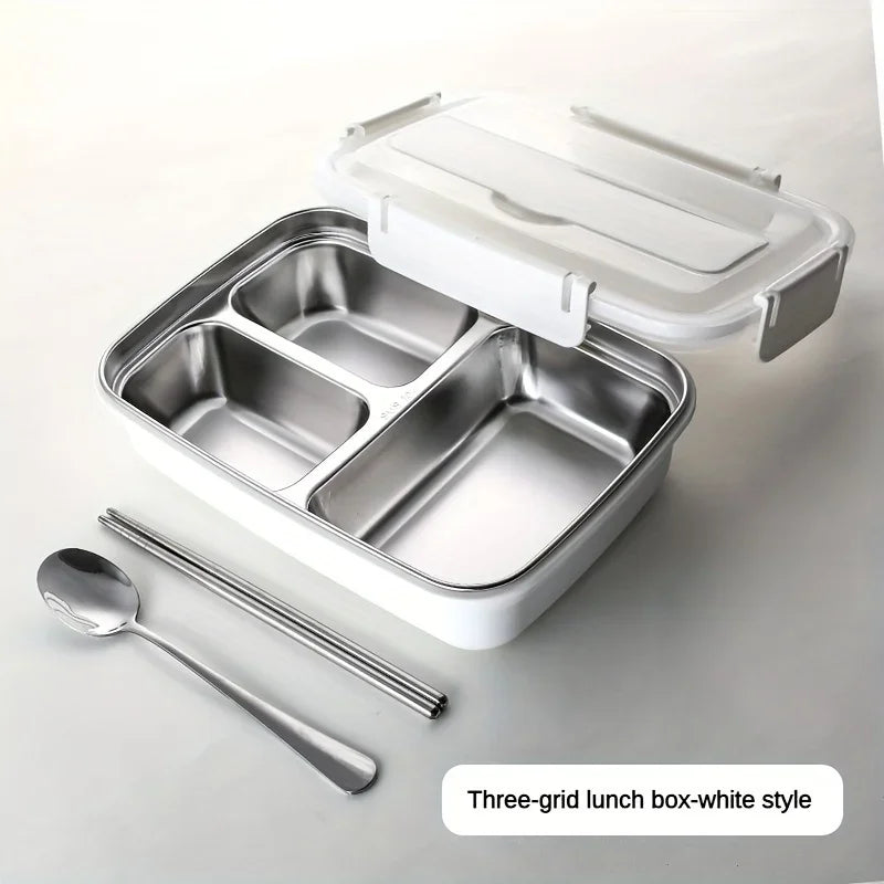 Easy Clean Bento Container - Leak Proof Stainless Steel WHITE