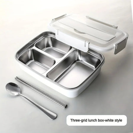 Easy Clean Bento Container - Leak Proof Stainless Steel WHITE