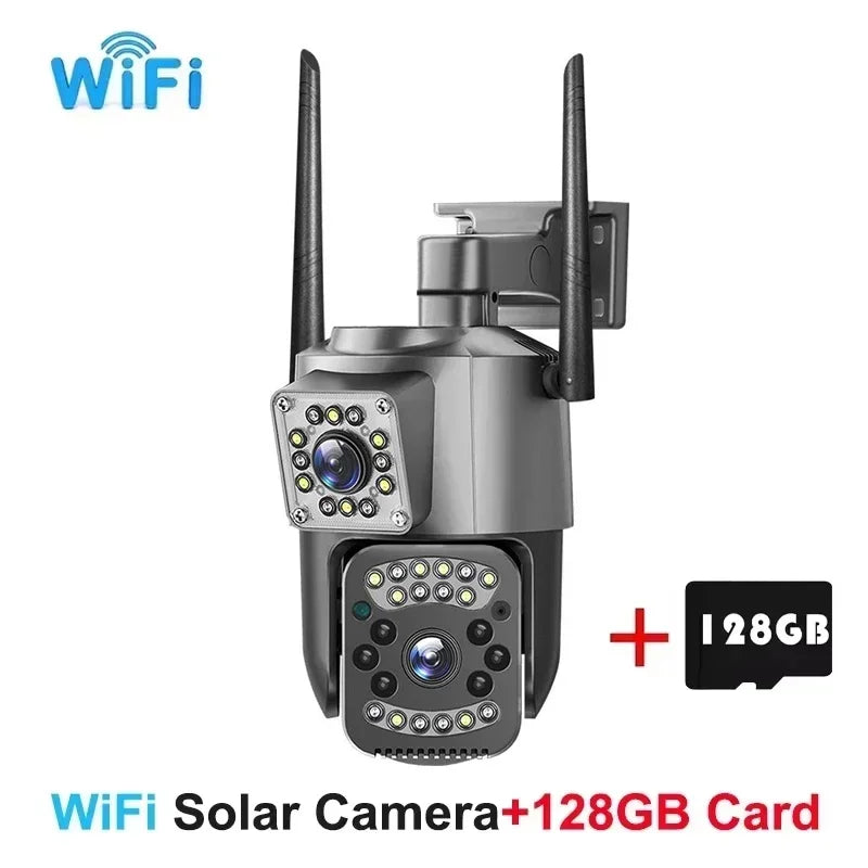 4G Sim Card Camera 8MP 4K Dual Lens IP PTZ &ndash; Night Vision WiFi and 128GB Card / US Plug