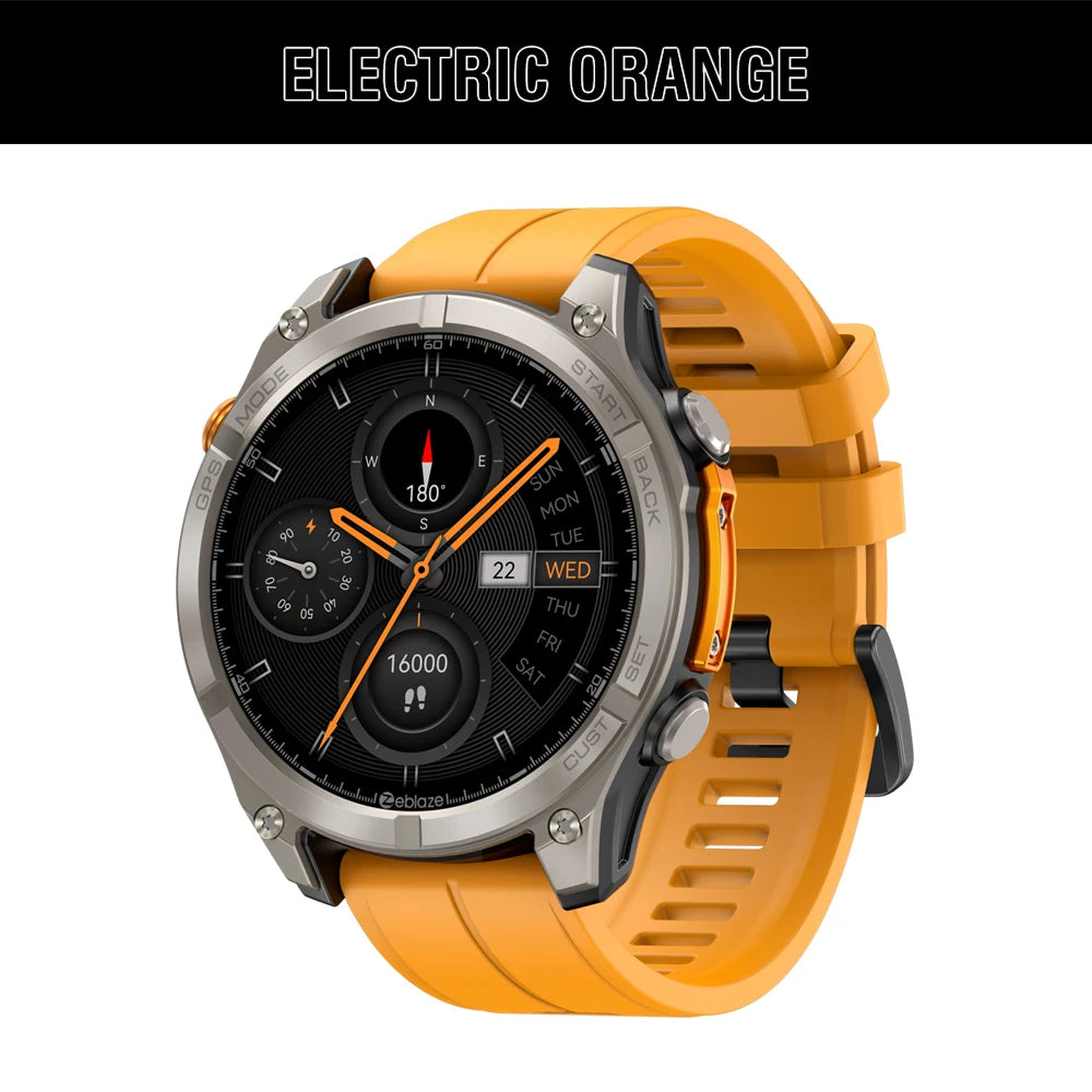 Zeblaze Stratos 4 GPS Smartwatch &ndash; 1.43 Inch AMOLED Display Electric Orange