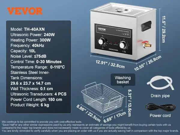 Ultrasonic Cleaner 2 To 30L With Heater And Timer 10L / spain
