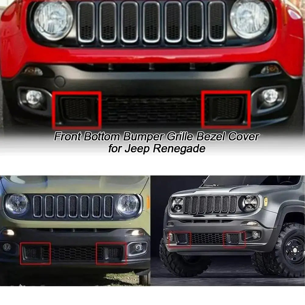 Car Front Left and Right Lower Bumper Grille Insert Bezel Cover Replacement 5XB63LXHAA For Jeep Renegade 2015-2017 by InterCyprus Trading Ltd
