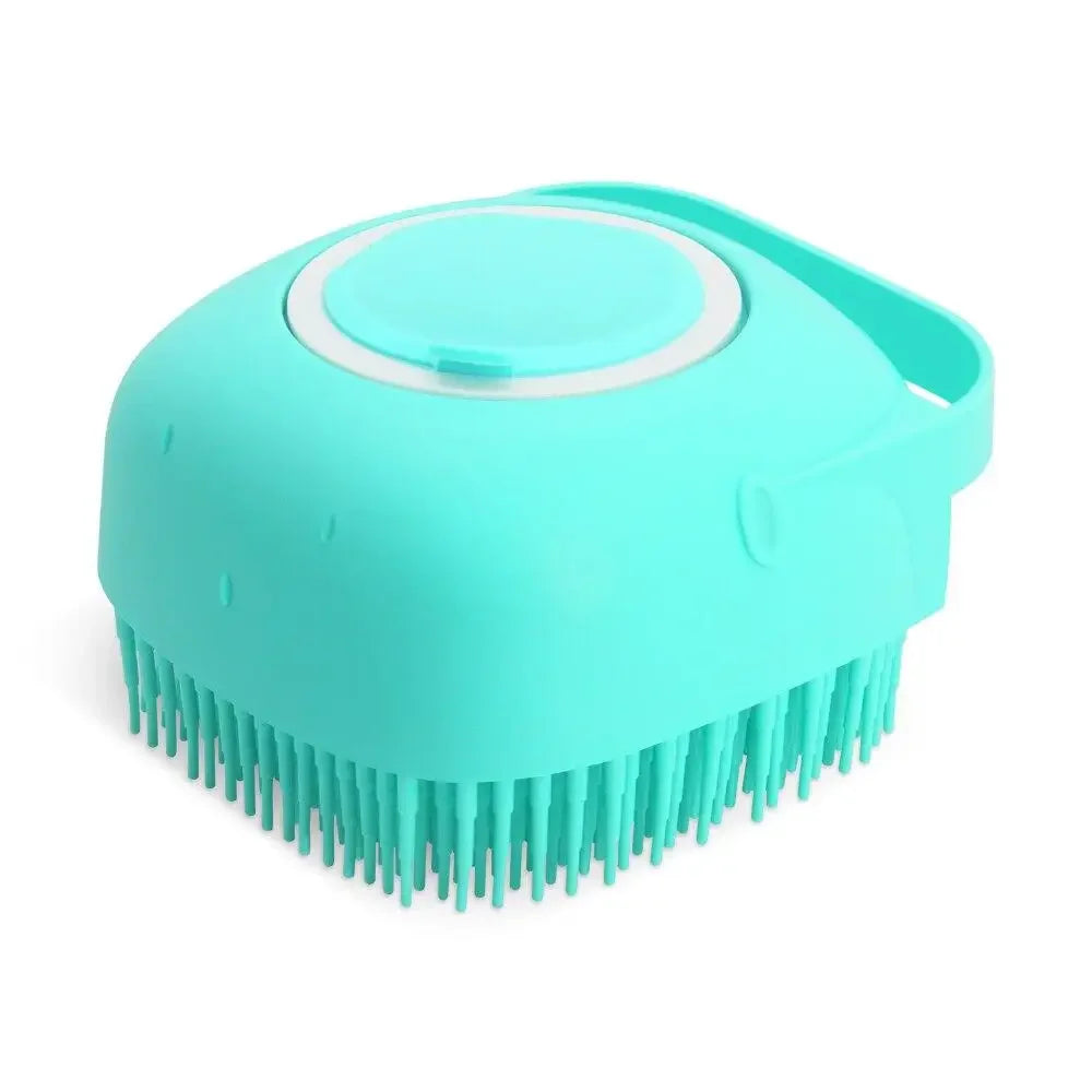 2-in-1 Dog and Cat Shampoo Brush with Silicone Massage Scrubber blue