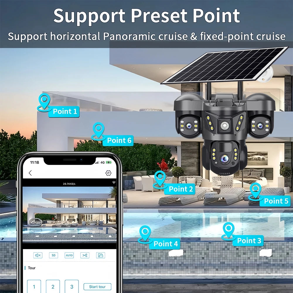 15MP 4G IP Solar PTZ Security Camera with 10x Zoom &amp; Auto Tracking