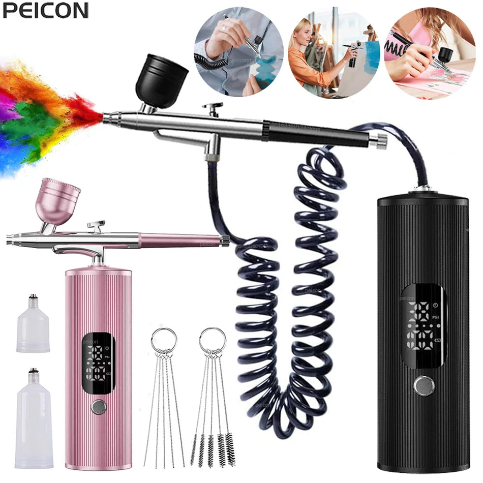 Tragbares Airbrush-Set mit Kompressor und Mini-Spritzpistole für Malerei