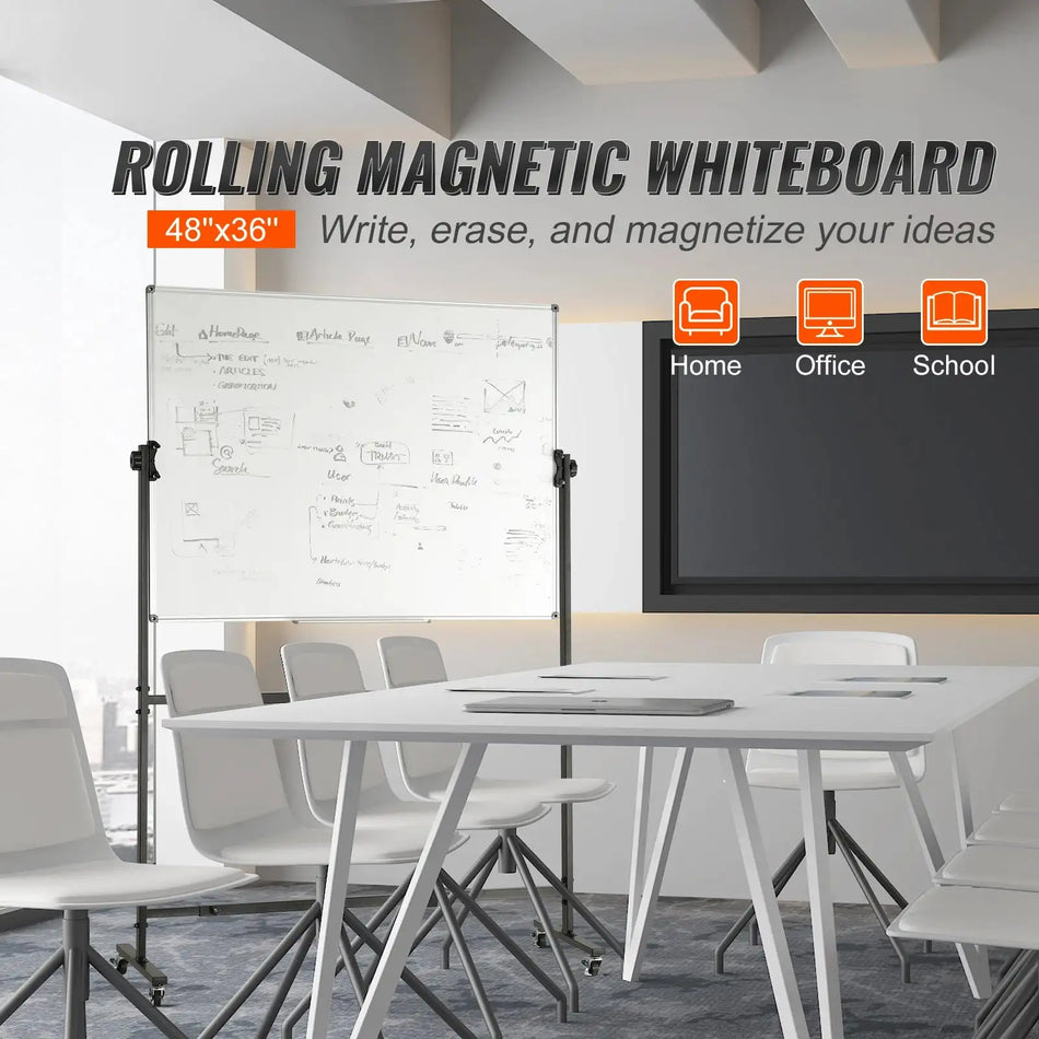 Rolling Magnetic Whiteboard Double Sided Mobile 360
