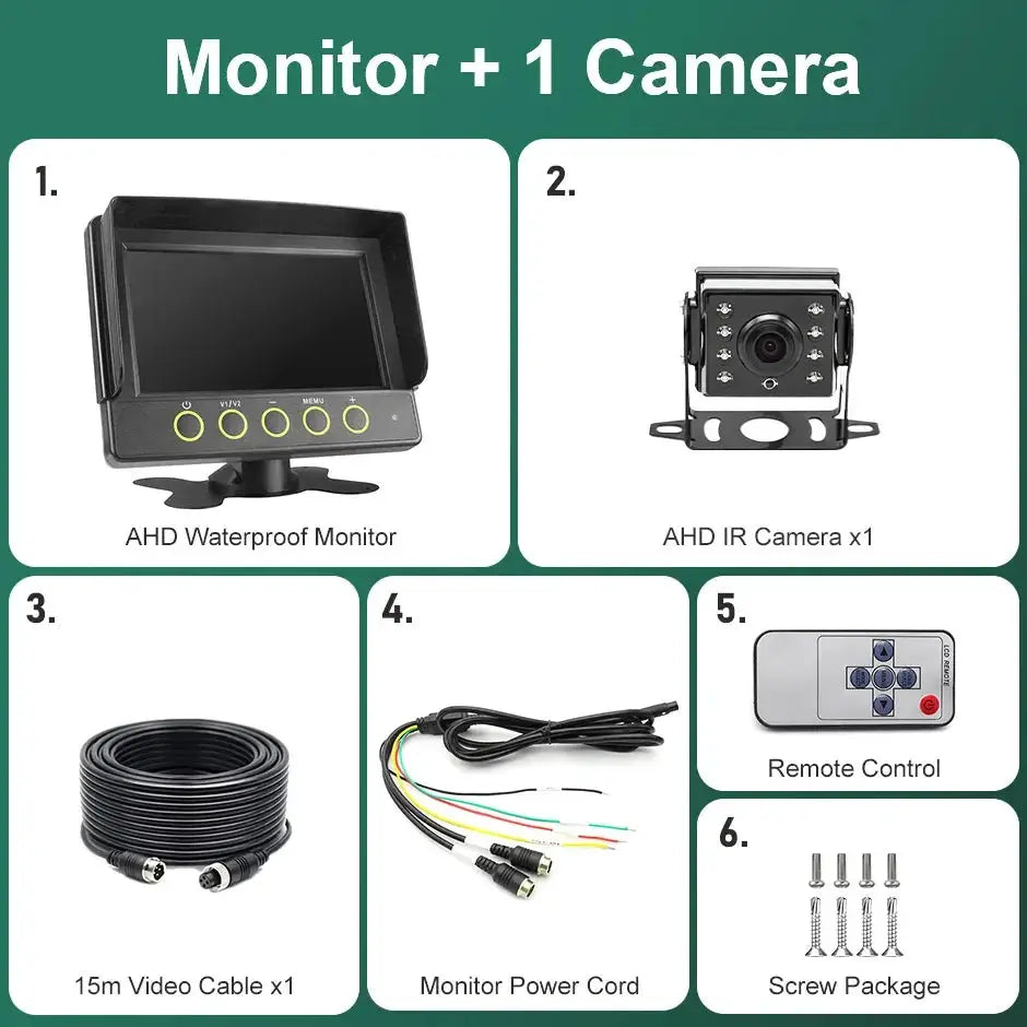 7 Inch Car DVR Monitor 2CH AHD Waterproof Rear View Camera by InterCyprus Trading Ltd
