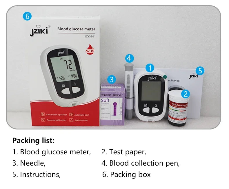 Blood Glucose Meter Glucometer &ndash; 50 Test Strips Included