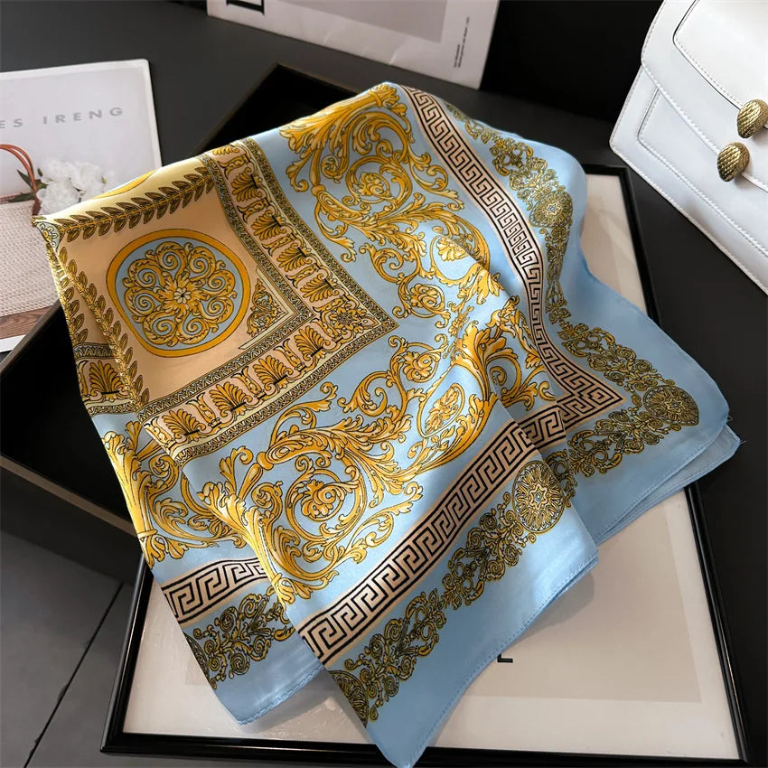 Luxury Temperament Silk Scarf &ndash; Exquisite Style and Versatility FJ856-3 / 70X70cm