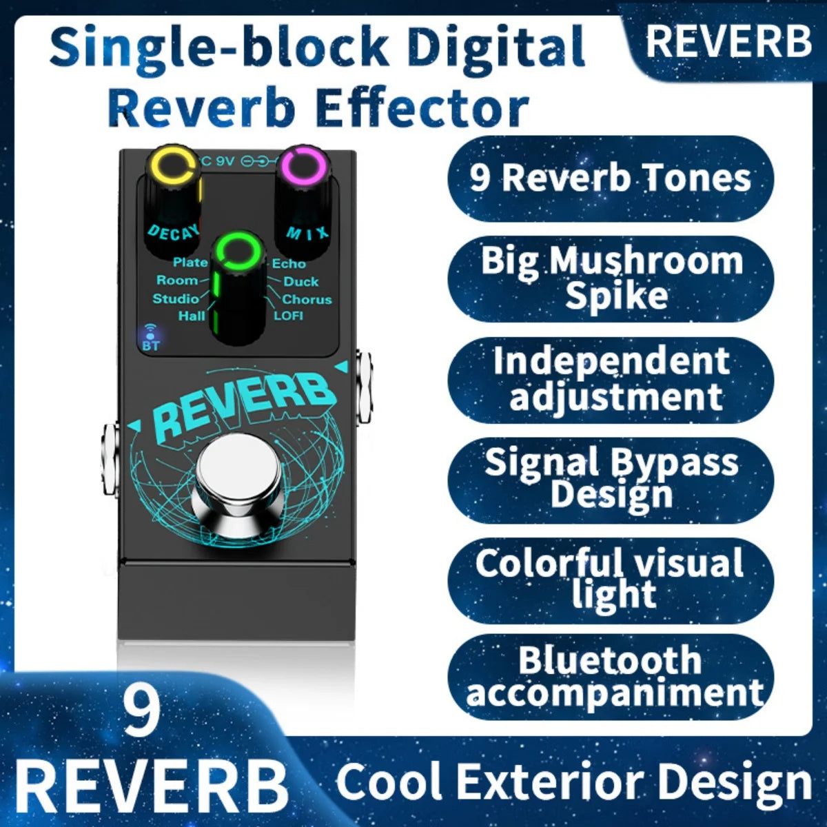 Miwayer Mini Digital Reverb Guitar Effects Pedal &ndash; 9 Reverbs Default Title