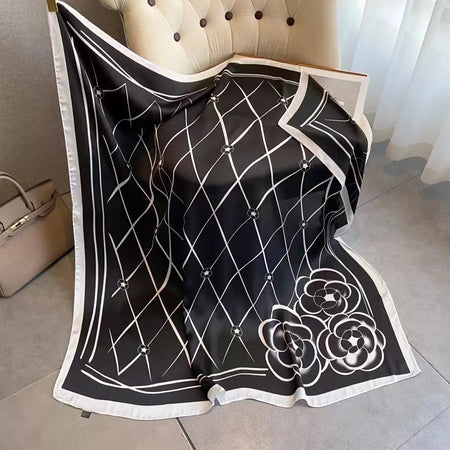 Luxury Horse Print Square Scarf &ndash; Vintage Imitation Silk Elegance 5 / 110X110cm
