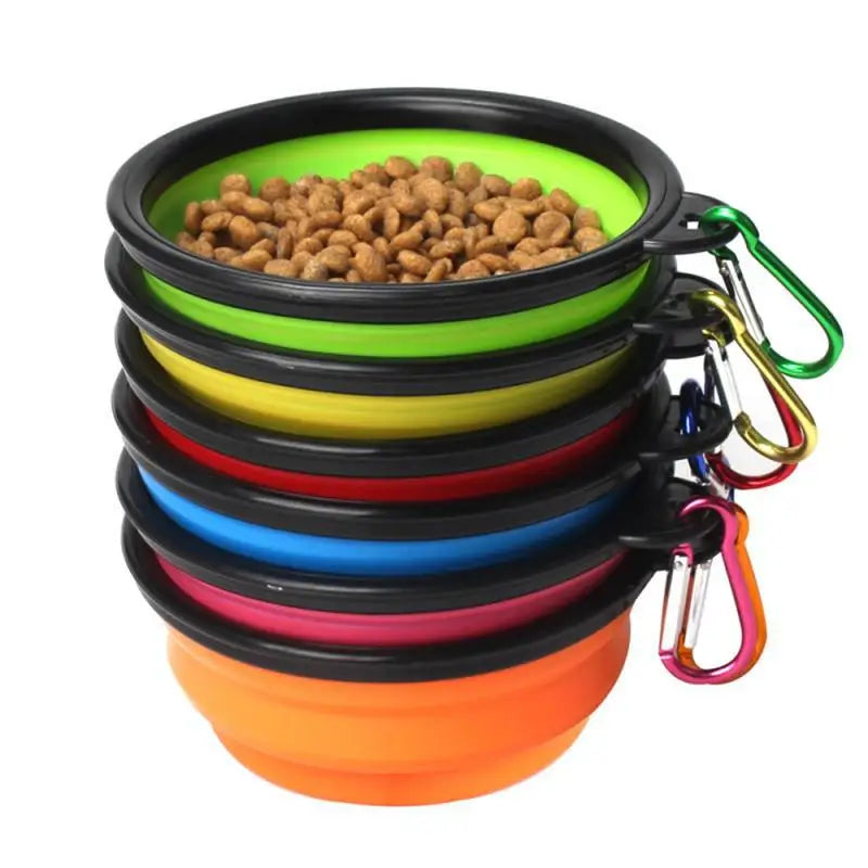 Portable Folding Silicone Dog and Cat Bowl with Carabiner