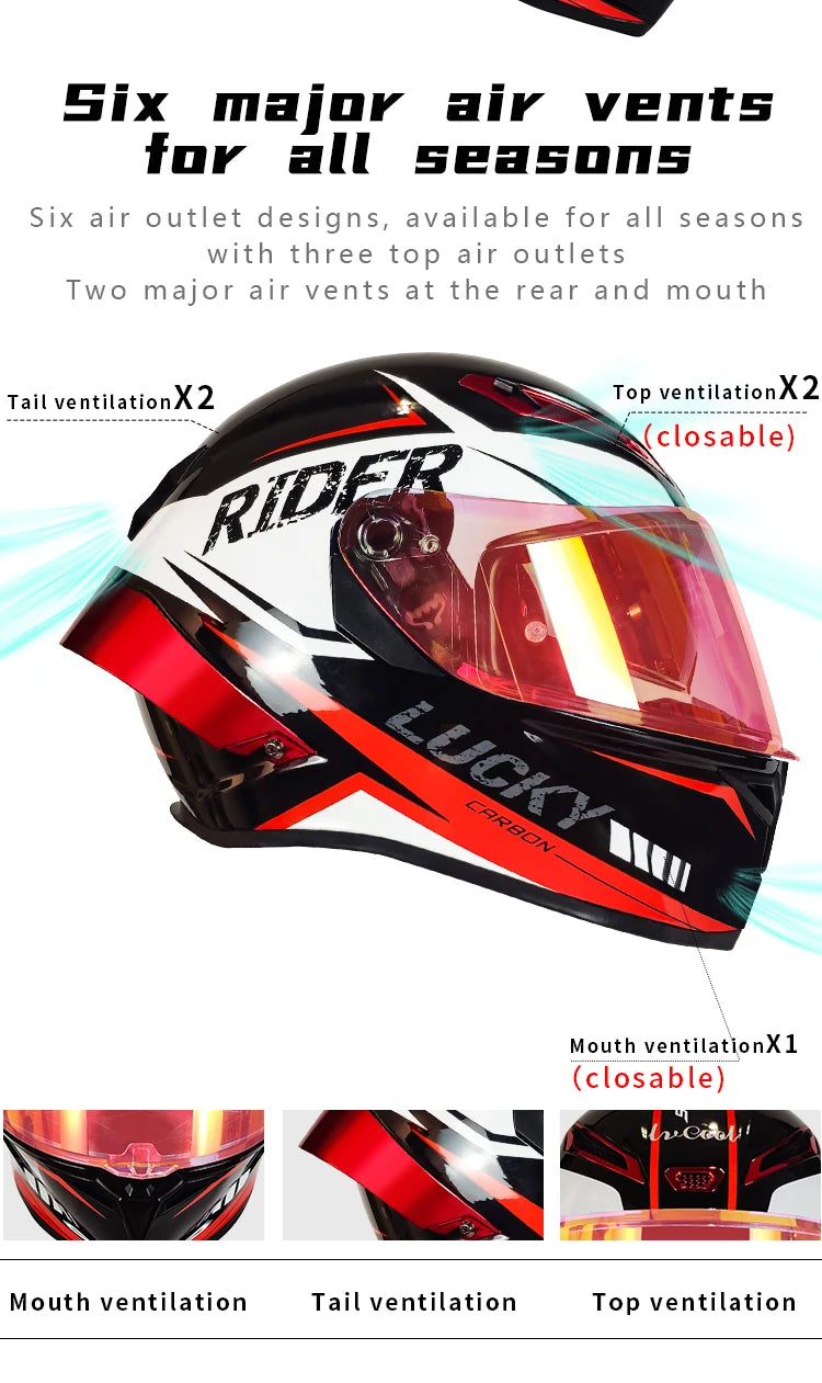 LVCOOL Vintage Dual Visor Full Face Motorcycle Helmet - DOT Certified Safety Gear