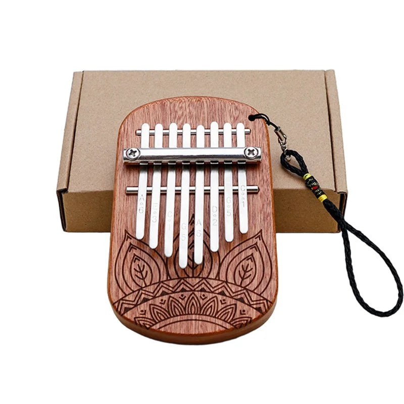 Mini Piano de Polegar Kalimba de 8 Teclas em Madeira Presente Musical Portátil