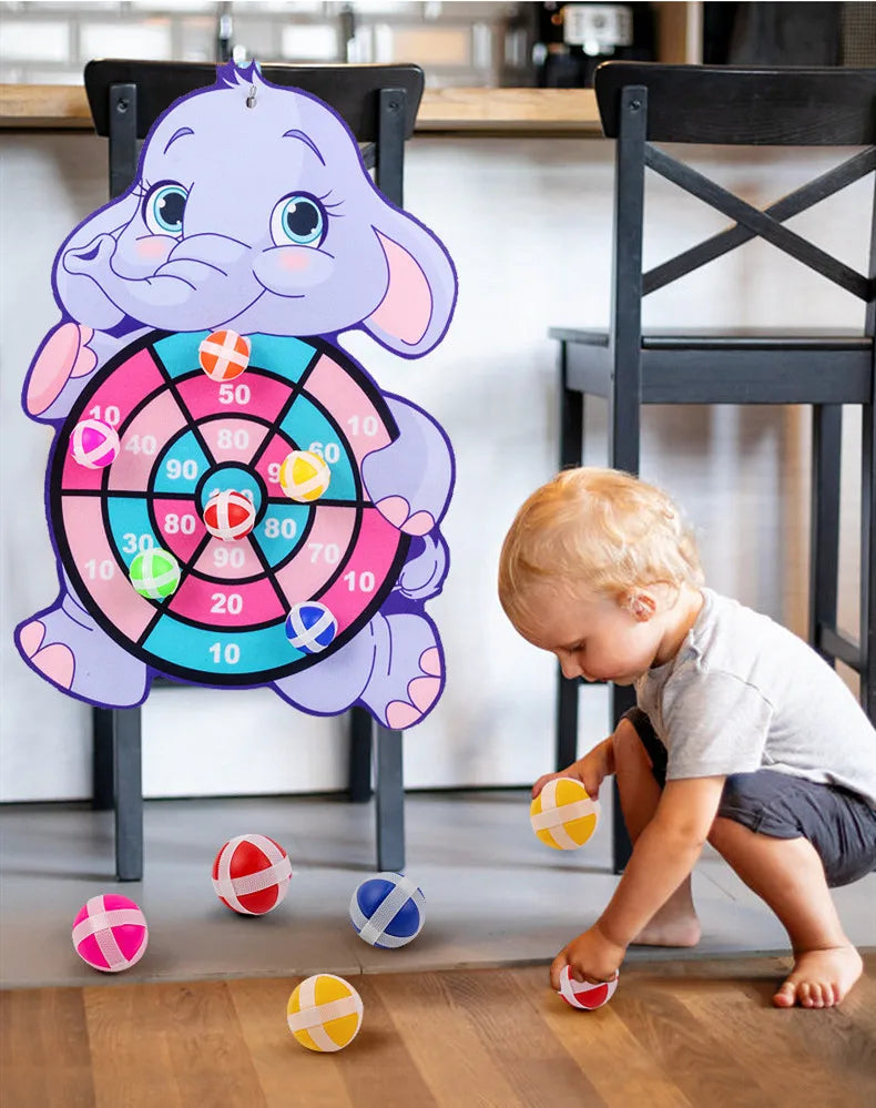 Cartoon Animal Dart Board for Kids - Montessori Sticky Ball Game