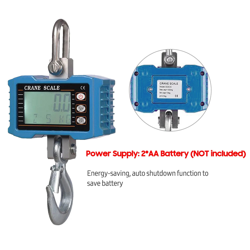Digital Hanging Scale 1000kg Crane Scale &ndash; LCD Backlight