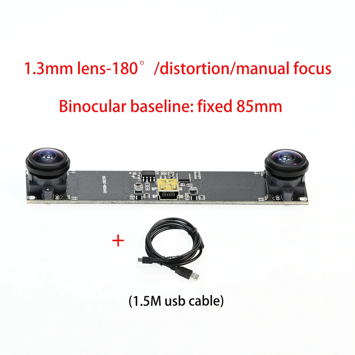 GXIVISION 720P Dual Lens USB Camera Module for 3D Depth and Face Recognition 1.3mm 180 degree