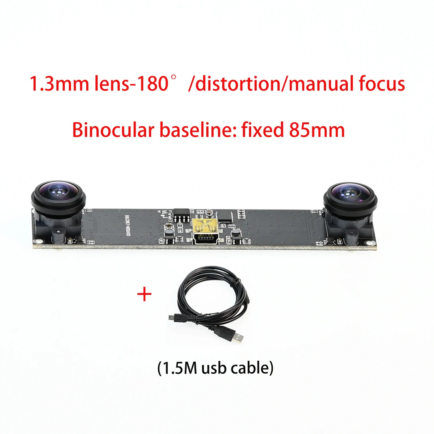 GXIVISION 720P Dual Lens USB Camera Module for 3D Depth and Face Recognition 1.3mm 180 degree