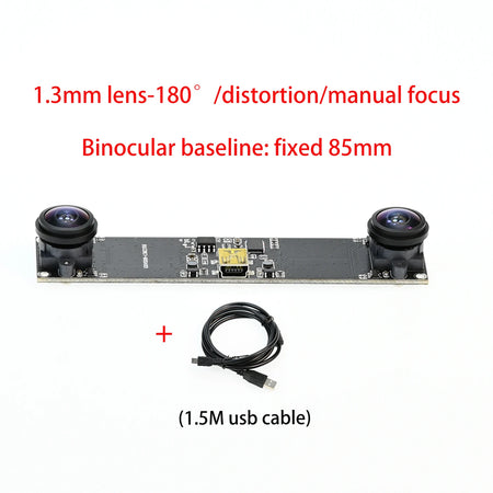GXIVISION 720P Dual Lens USB Camera Module for 3D Depth and Face Recognition 1.3mm 180 degree