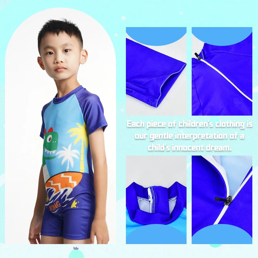 Boys' Cute Cartoon One-Piece Swimwear - Light &amp; Breathable