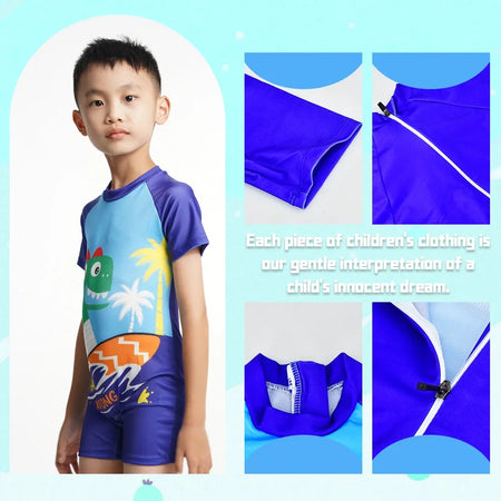 Boys' Cute Cartoon One-Piece Swimwear - Light &amp; Breathable