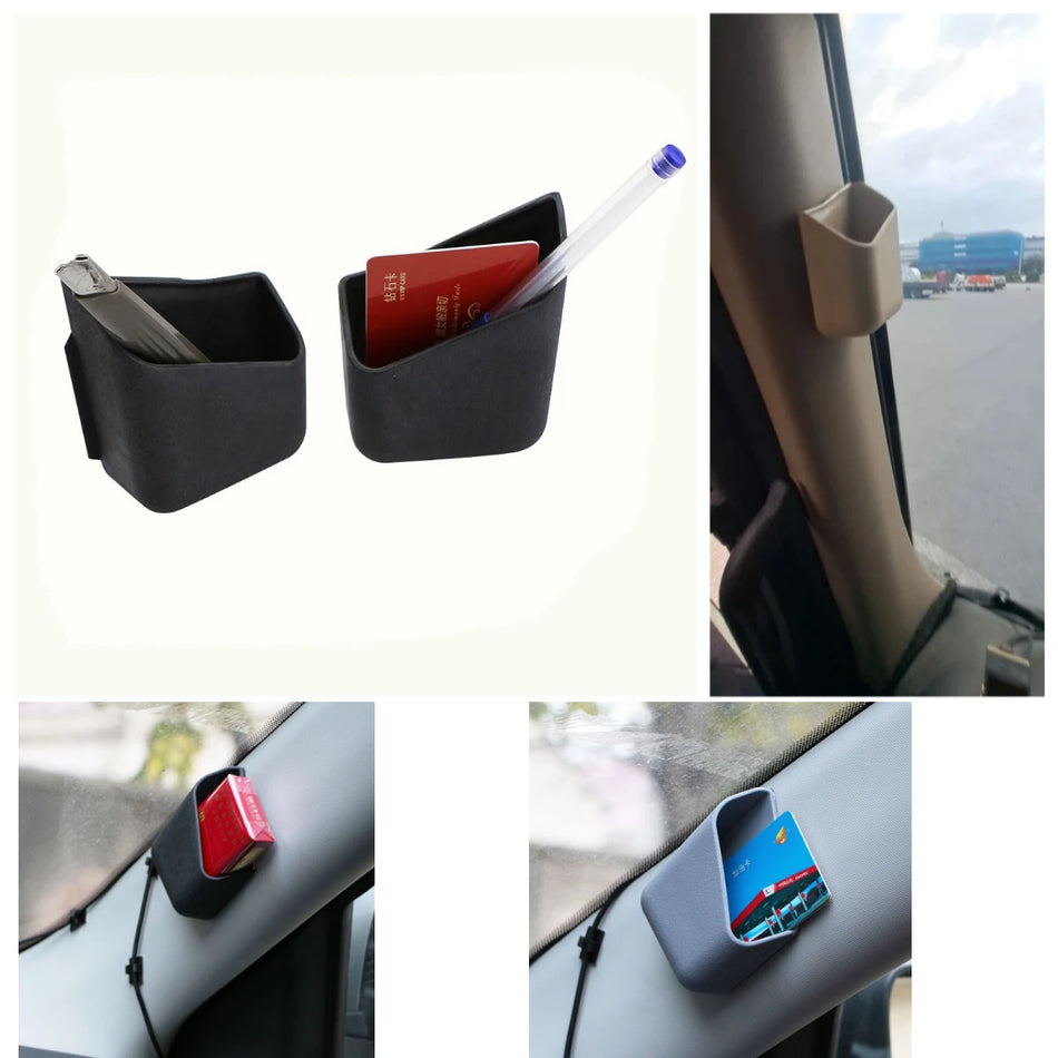 Car Pillar Storage Box With IC Card Holder And Cigarette Case ABS