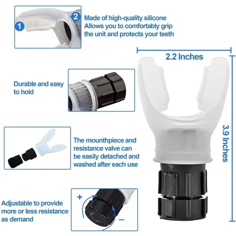Breathing Trainer Mouthpiece - Adjustable Deep Respiratory