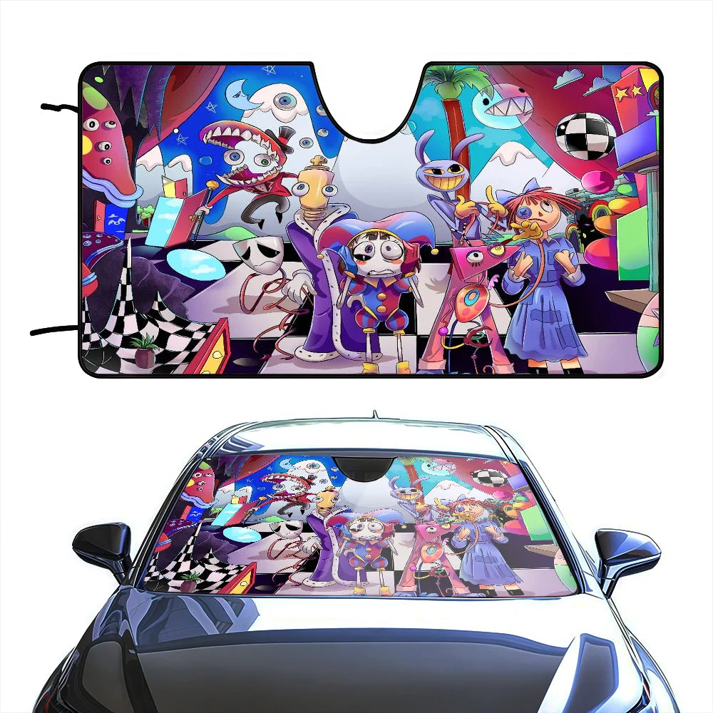 Funny D-Digital-Circus Colourful Car SunShade - UV Protection Windshield Cover