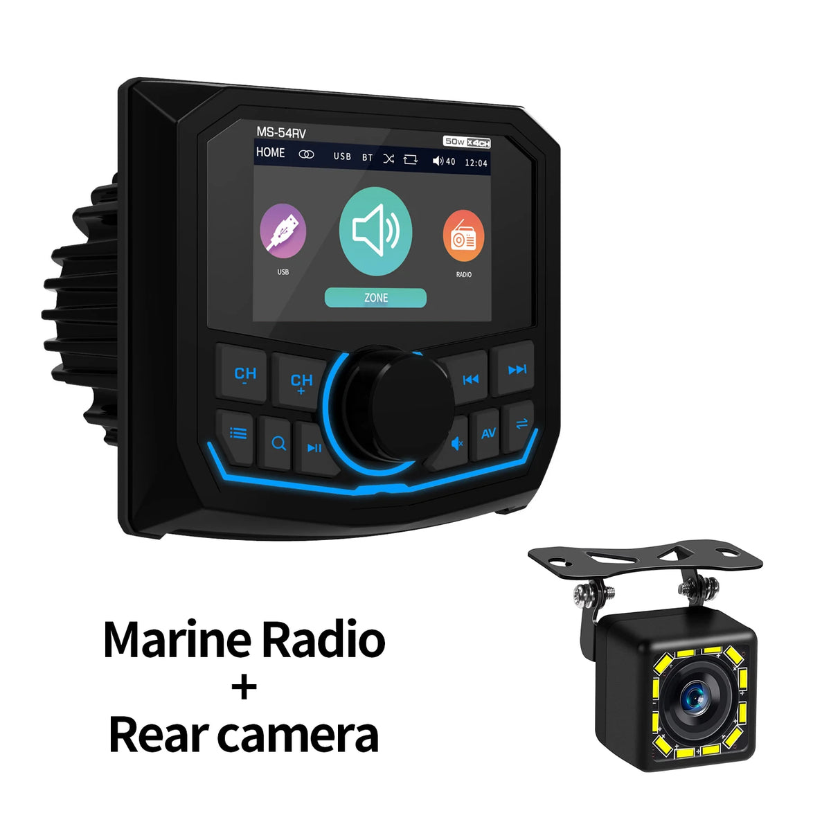 AKAMATE MS-54RV Boat Radio &ndash; Waterproof IPX5 Bluetooth Radio 12LED