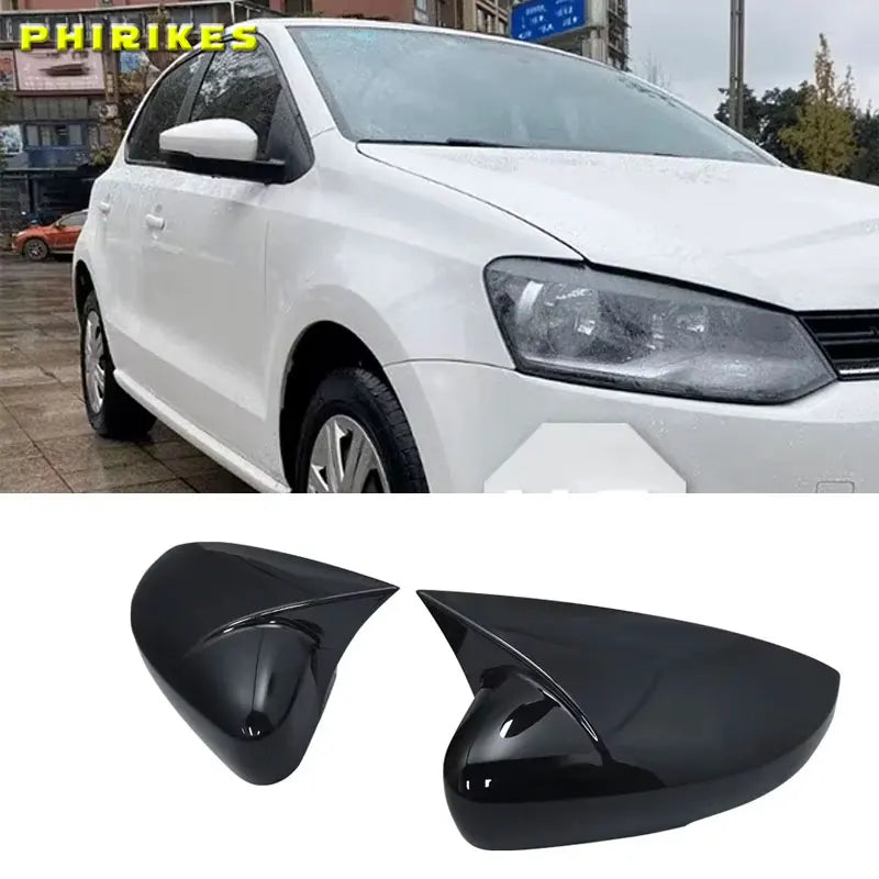 VW Polo MK5 spoguļa vāciņu uzlikas ABS krāsotas melnā krāsā 2 gabali