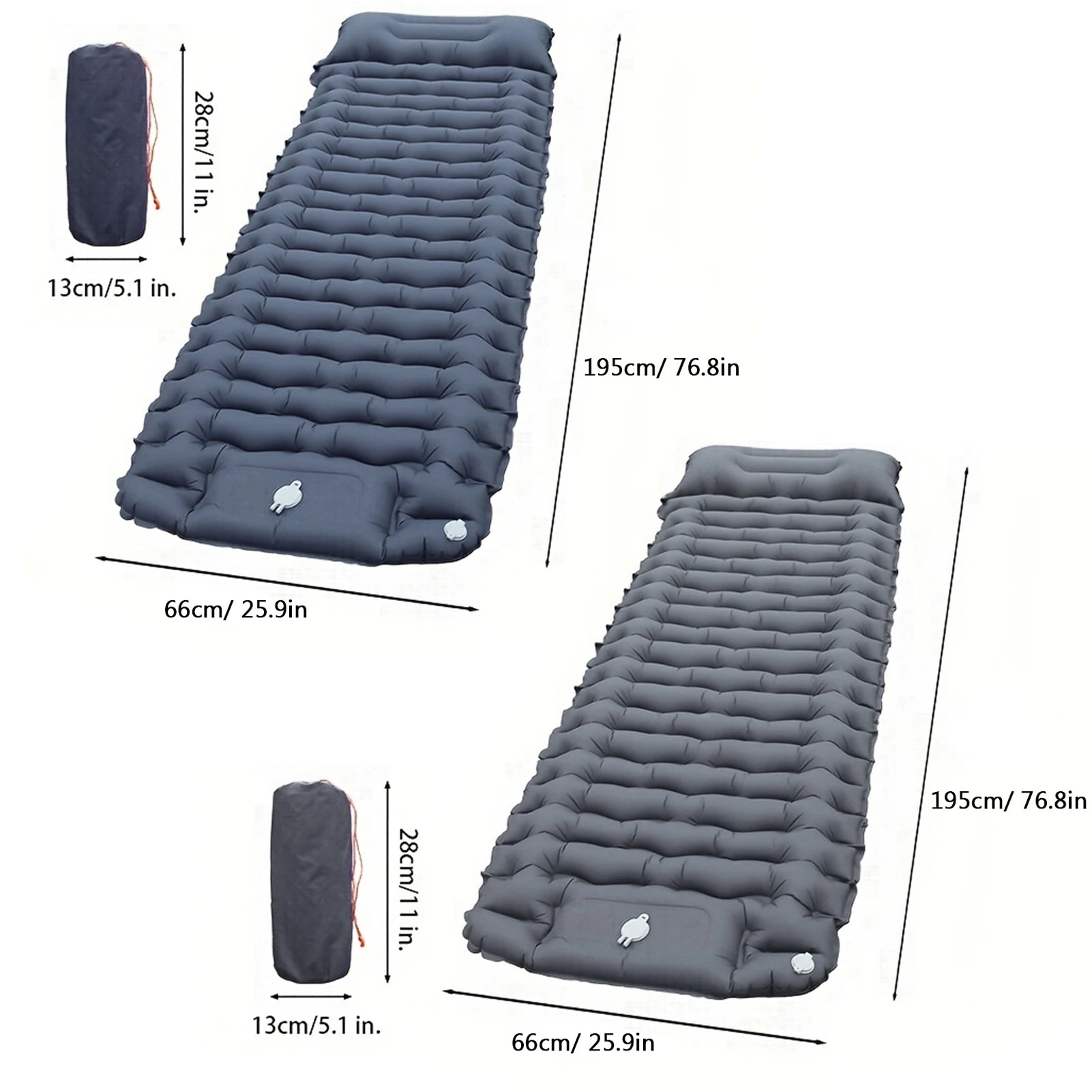 Camping Sleeping Pad with Pillow &ndash; Built-In Foot Pump