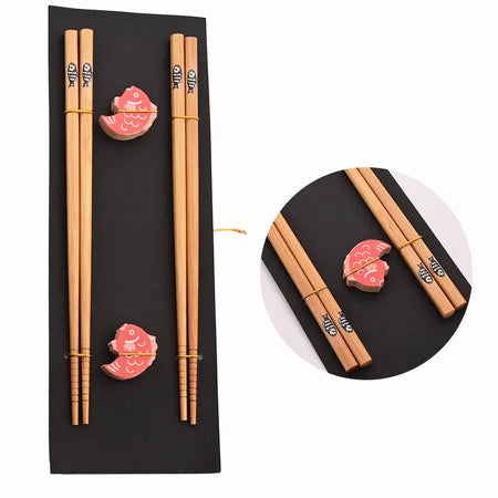 NoEnName Null Reusable Wood Sushi Chopsticks Set &ndash; Eco-Friendly Design Carps