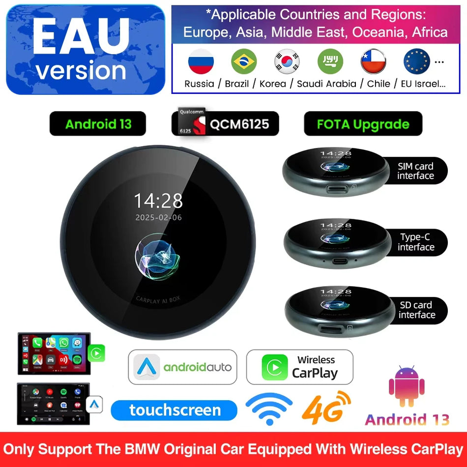 BMW ID6 ID7 ID8 ID9 Caixa AI Wireless CarPlay Android 13, Atualização de Ecrã Táctil