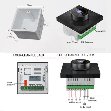 YINLEENCL 86X Mini Bluetooth Wall Amplifier with Ceiling Speaker Set for HiFi Home Theatre